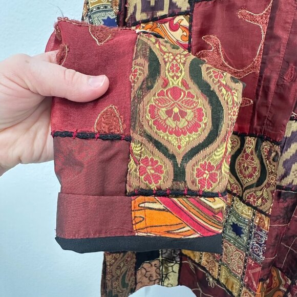 Chico's Vintage Patchwork Orange Red Cottagecore Ecclectic Art to Wear Size Med - Picture 5 of 9